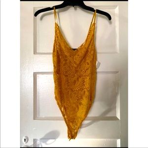 Mustard color lace bodysuit